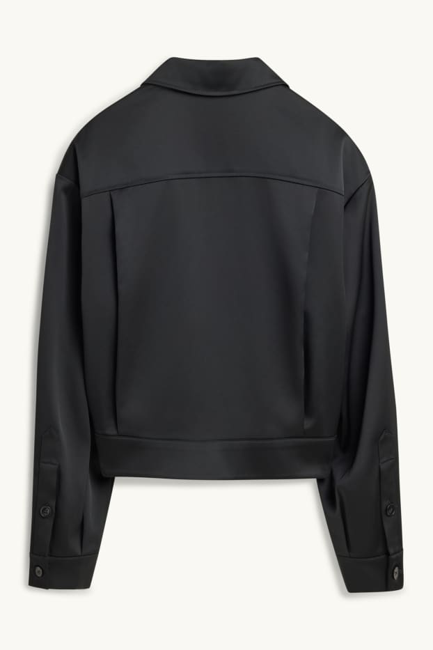 Women - Satin bomber jacket - black