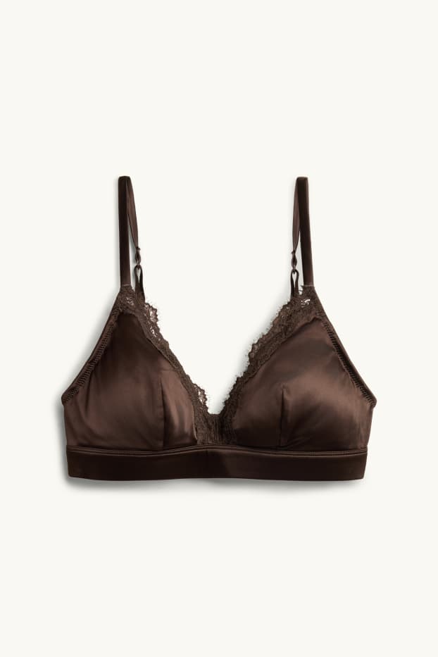 Dames - Satijnen bralette - voorgevormd - bruin