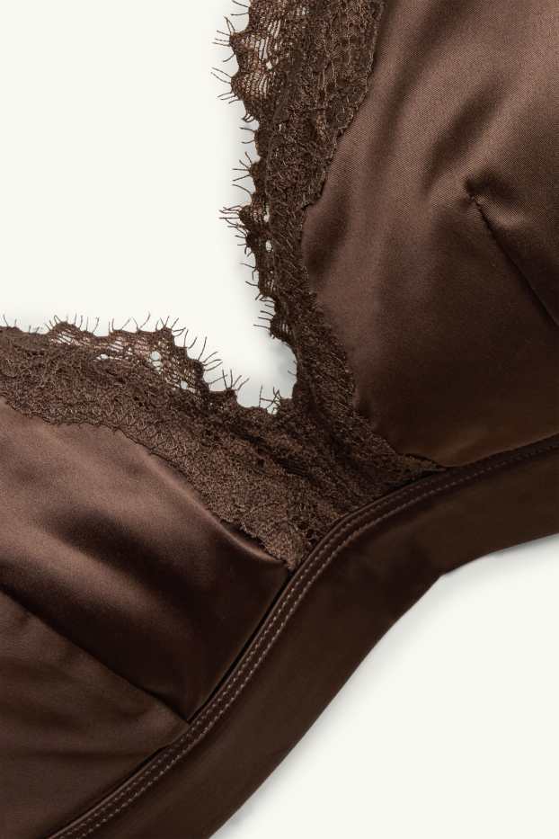 Dames - Satijnen bralette - voorgevormd - bruin