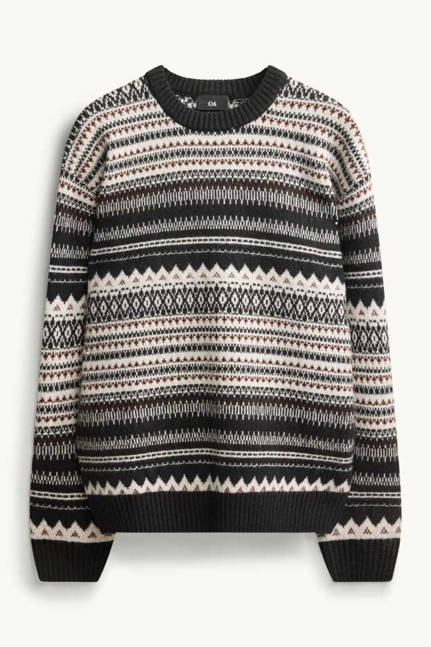 Hommes - Pull - à motif - noir / blanc