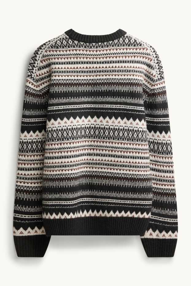 Hommes - Pull - à motif - noir / blanc