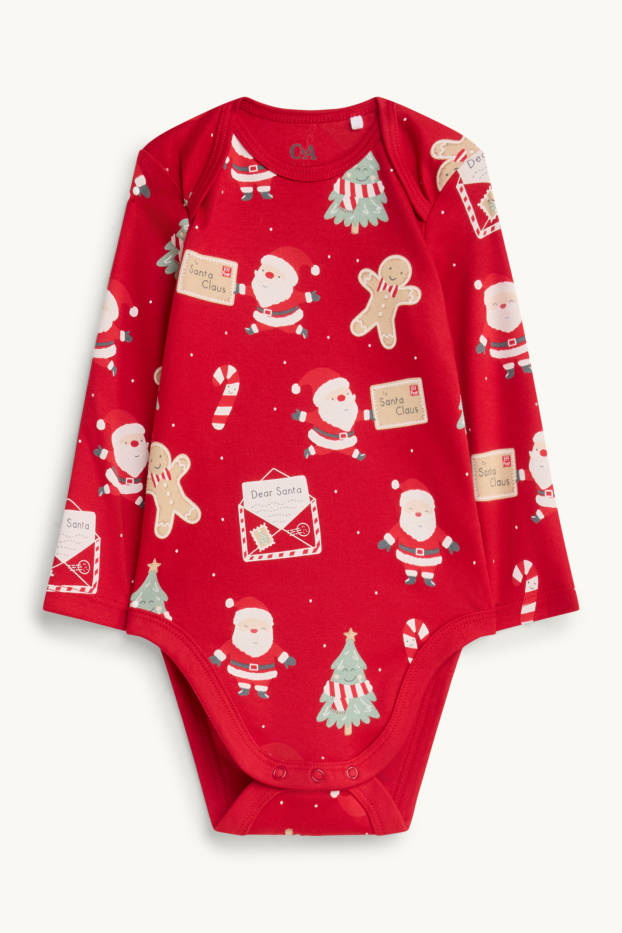 Unisex - Tannenbaum und Lebkuchenmann - Baby-Weihnachts-Body - rot