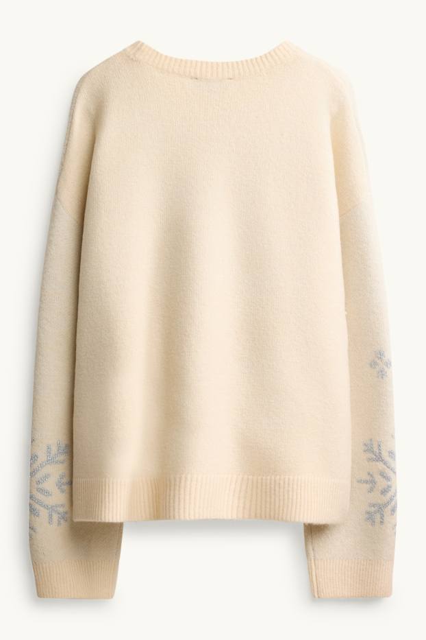 Dames - Trui - glanseffect - beige / zilver