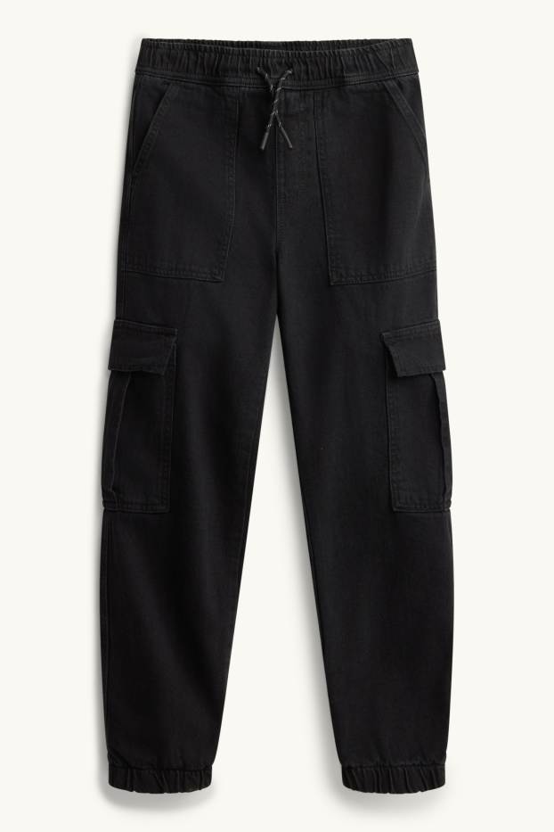Copii - Băieți - Cargo jeans - jeans termoizolanți - negru