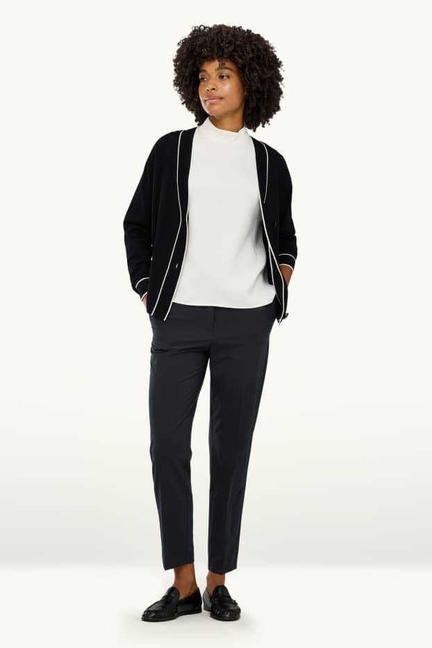 Damen - Stoffhose - Mid Waist - Tapered Fit - schwarz