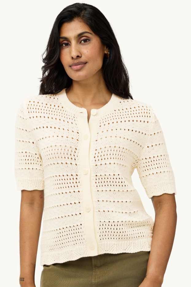 Women - Cardigan - textured - cremewhite