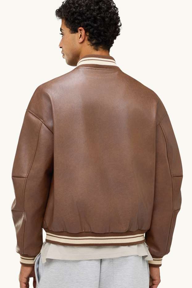 Hommes - Blouson aviateur - matière synthétique - marron / beige