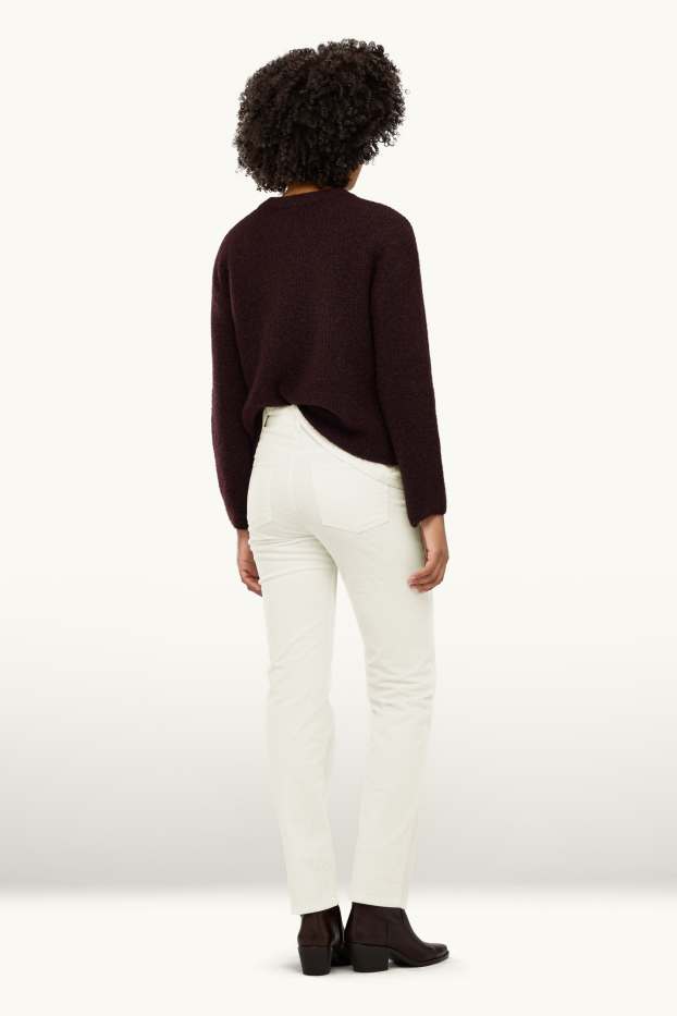 Donna - Pantaloni di velluto a coste - vita alta - straight fit - LYCRA ® - bianco crema