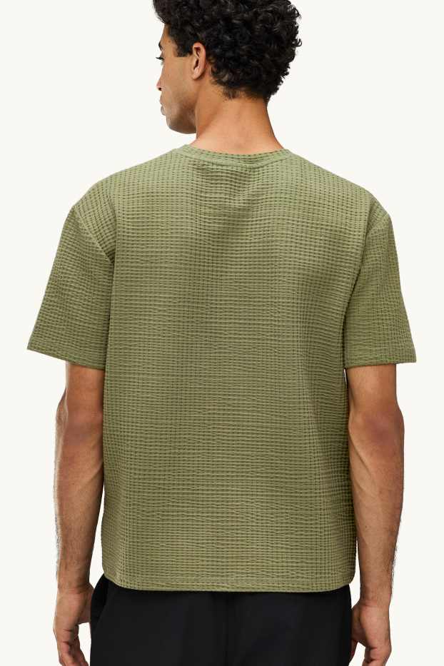 Home - Samarreta de mànigues curtes de punt - oversized - texturada - verd