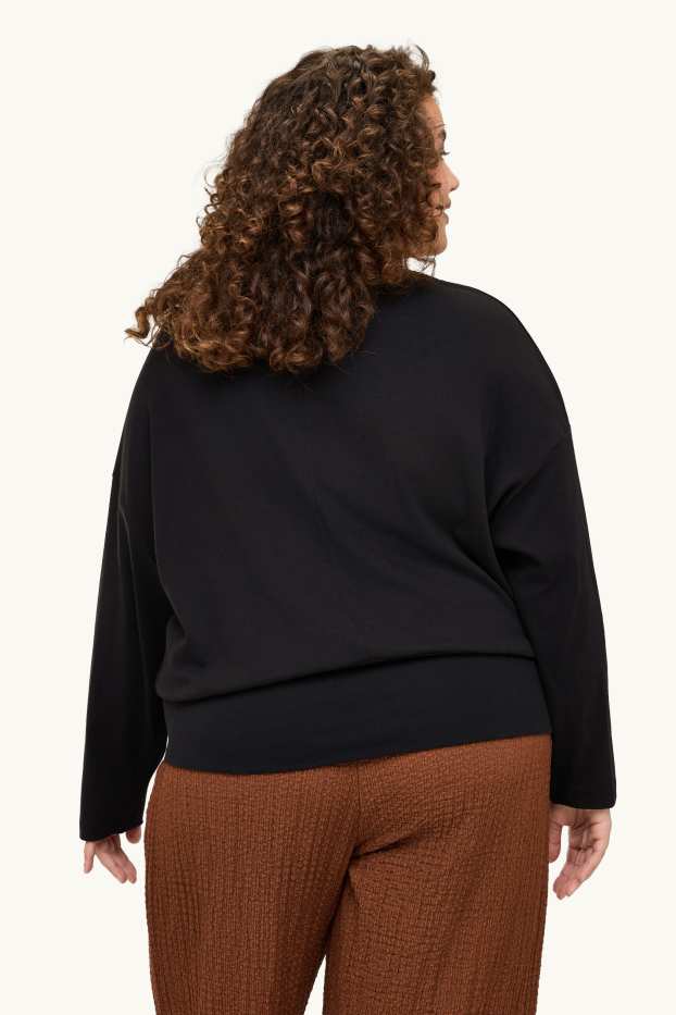 Women - Long sleeve top - slim fit - black