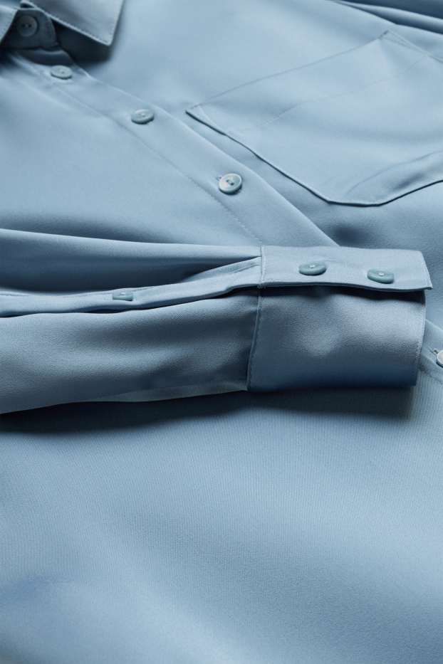 Women - Satin blouse - light blue