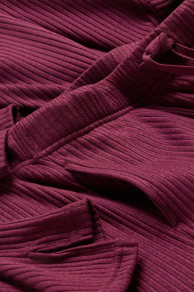 Damen - Pyjama - gerippt - bordeaux