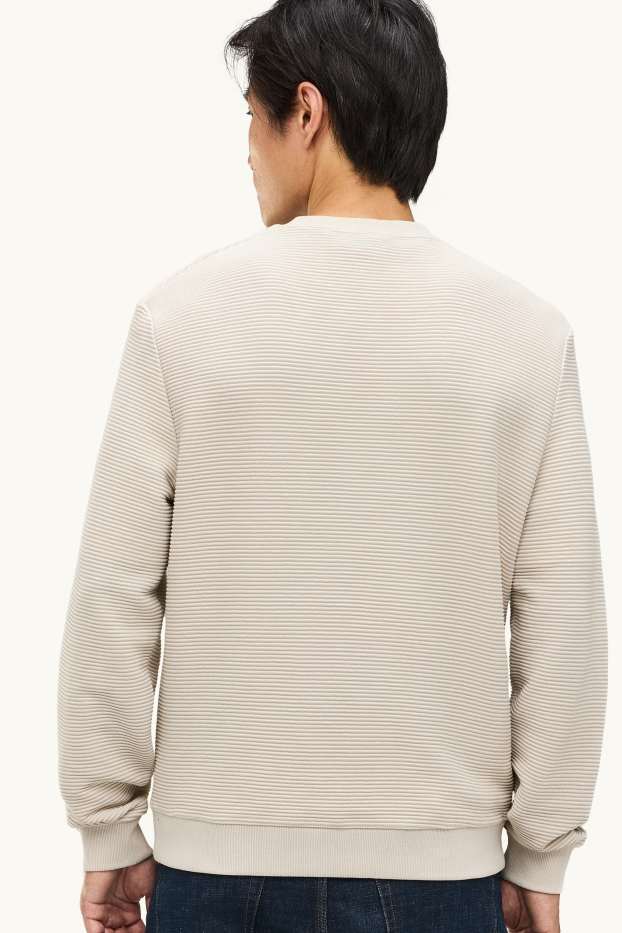 Herren - Sweatshirt - gerippt - cremeweiß