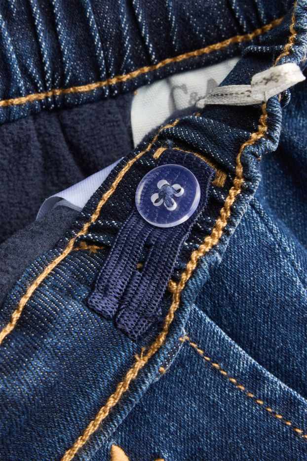 Baby Girls - Floral - baby jeans - thermal jeans - blue denim