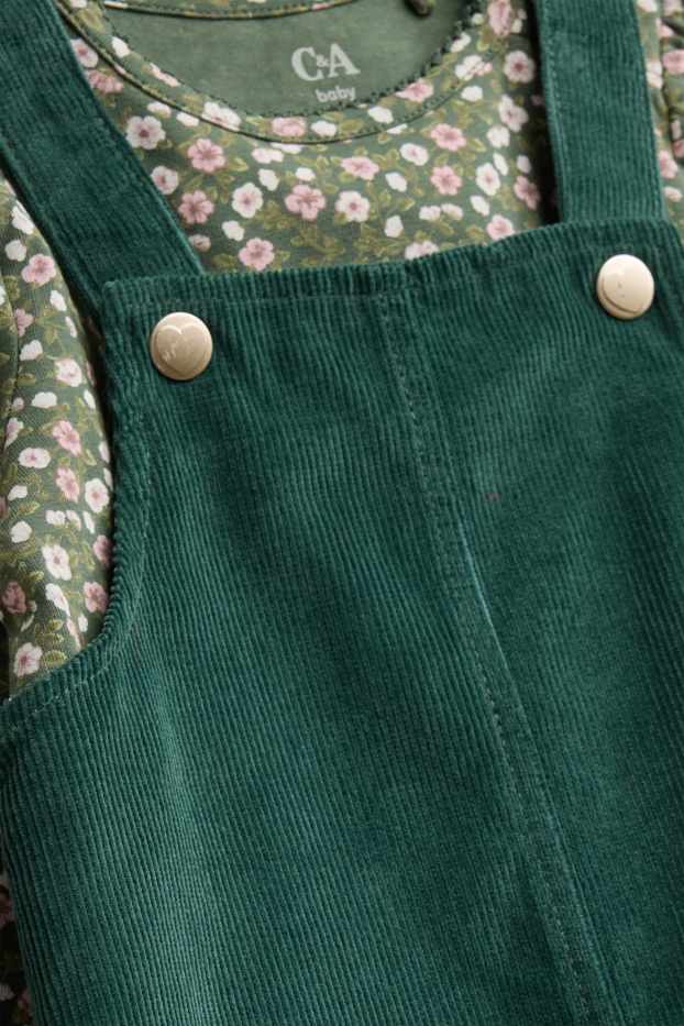Baby Mädchen - Blümchen - Baby-Outfit - 2 teilig - dunkelgrün
