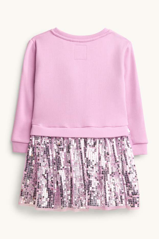 Copii - Fete - Frozen - rochie din molton - aspect lucios - roz / argintiu