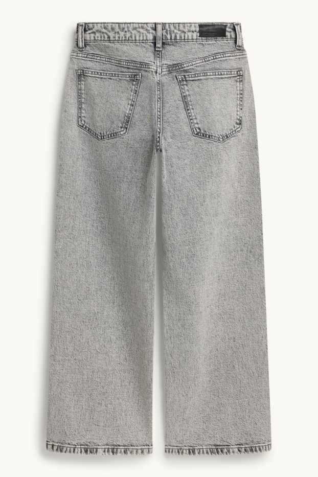 Bambine - Fiocco - jeans a gamba ampia - vita media - jeans grigio chiaro