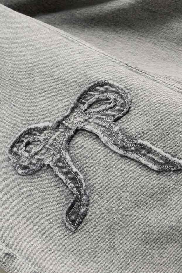 Bambine - Fiocco - jeans a gamba ampia - vita media - jeans grigio chiaro