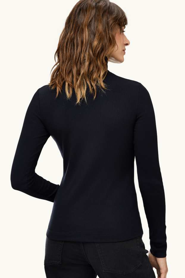 Women - Multipack of 2 - turtleneck top - ribbed - dark brown