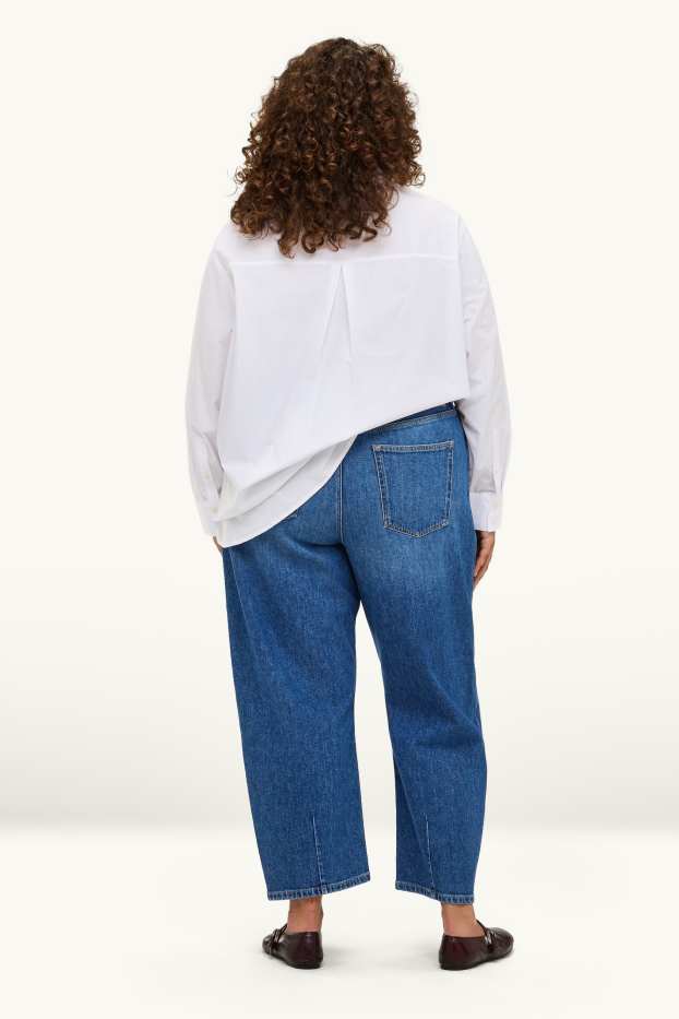 Damen - Barrel Jeans - High Waist - jeansblau