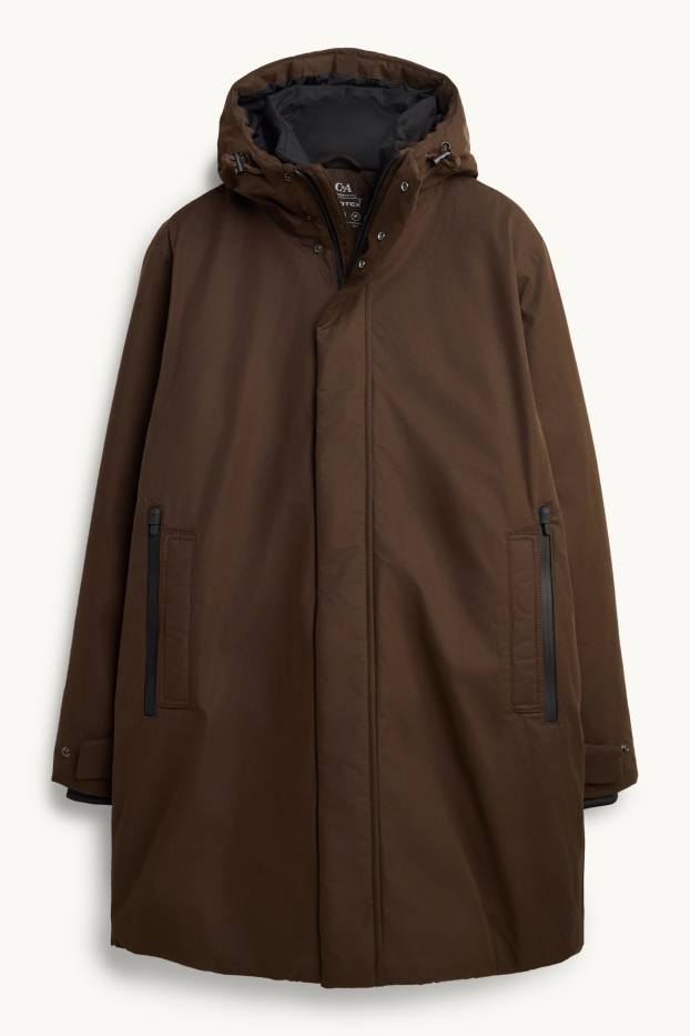 Home - Parca embuatada amb caputxa - folrada - impermeable - marró fosc