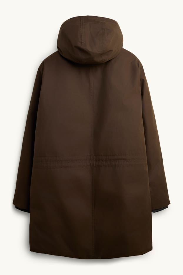 Home - Parca embuatada amb caputxa - folrada - impermeable - marró fosc