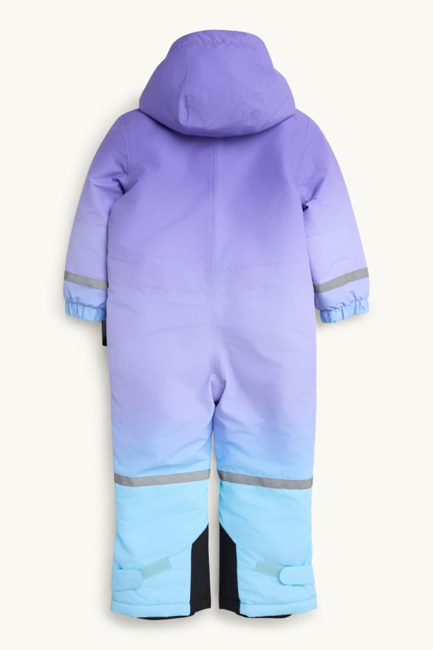 Children Girls - Ski suit with hood - lined - waterproof - patterned - purple