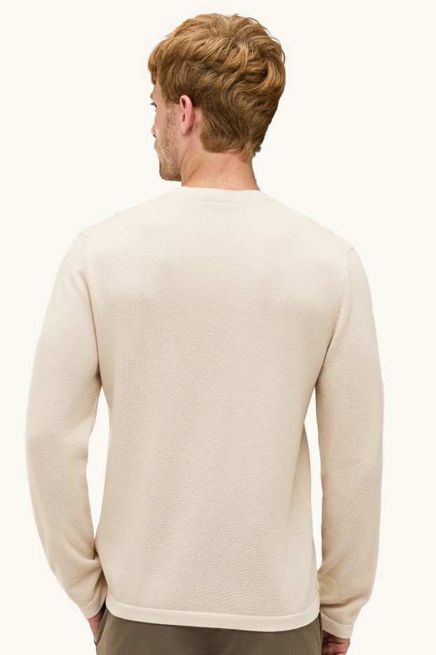 Heren - Trui - met structuur - crème wit