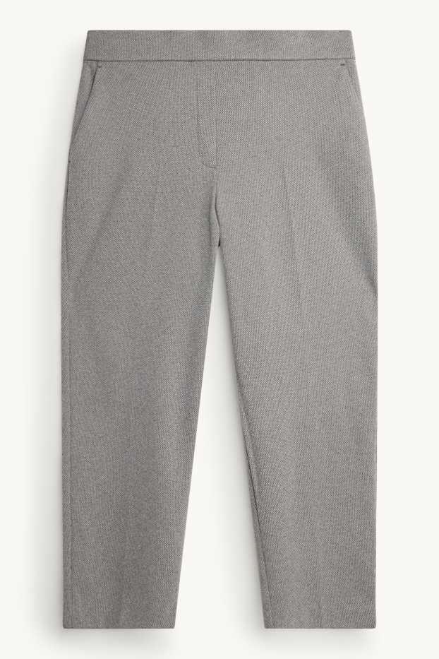 Femei - Pantaloni de stofă - talie înaltă - tapered fit - structurați - gri melanj