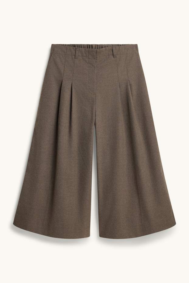 Femmes - Jupe-culotte en flanelle - mid waist - wide leg - marron chiné
