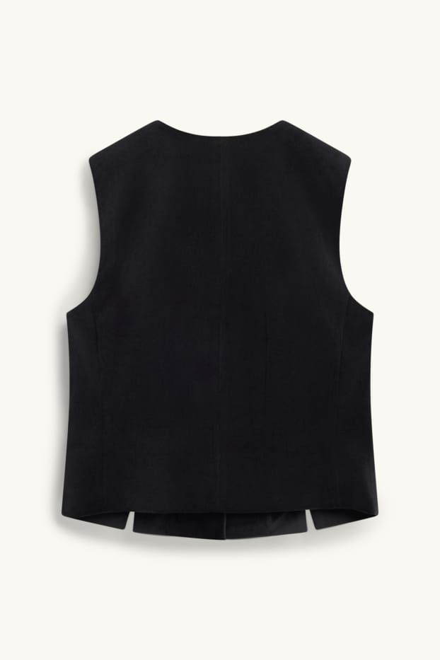 Femmes - Gilet sans manches de bureau en velours - finition cintrée - noir