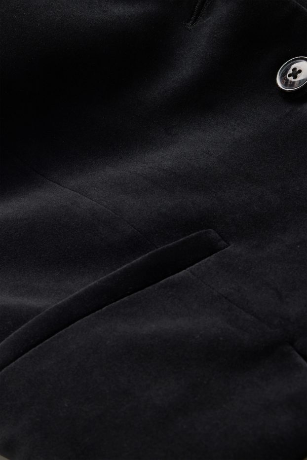 Femmes - Gilet sans manches de bureau en velours - finition cintrée - noir