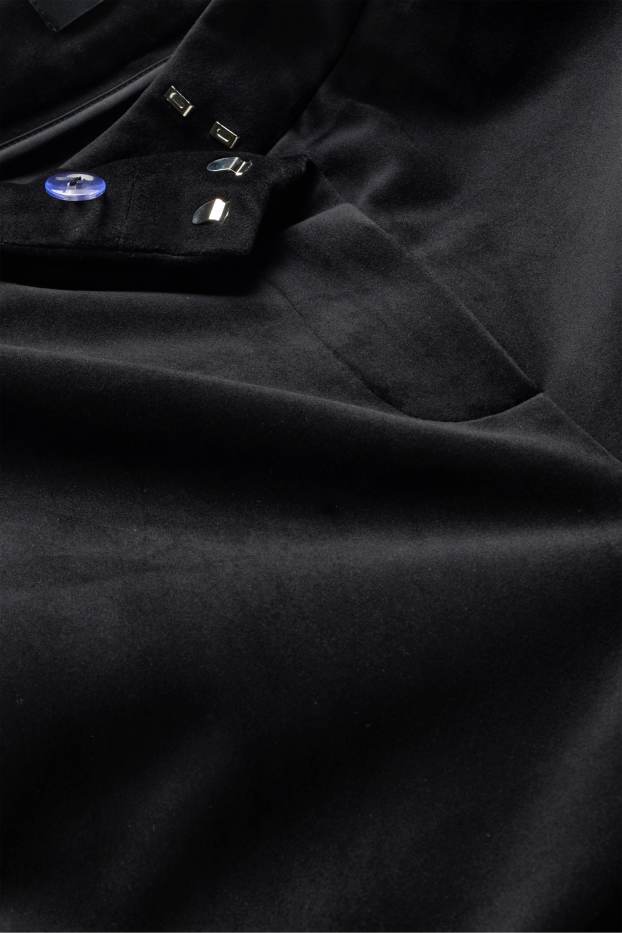 Women - Velvet trousers - high waist - wide leg - black