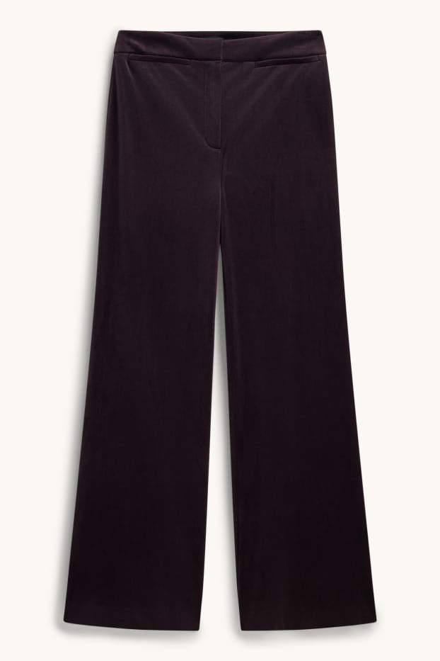 Damen - Samt-Hose - High Waist - Wide Leg - lila