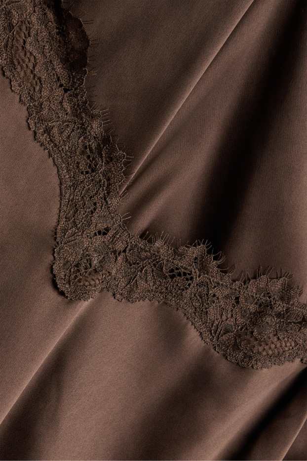 Femmes - Pyjashort en satin - marron