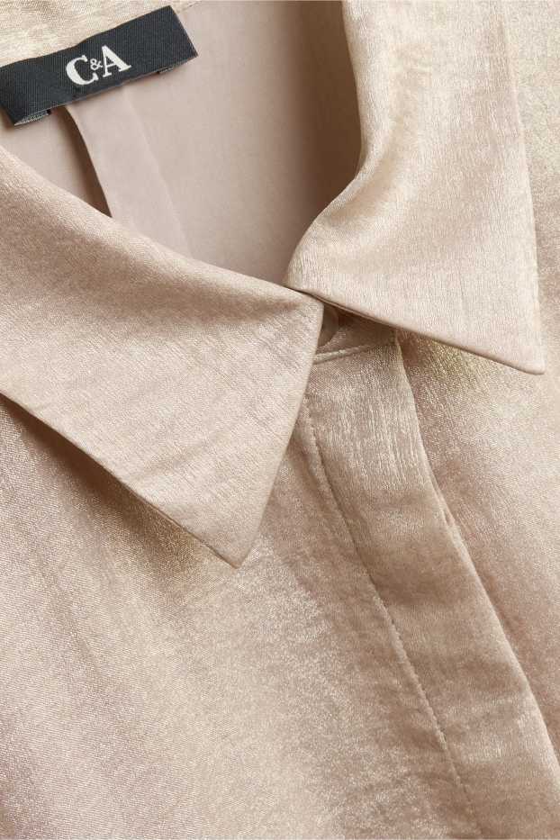 Dames - Satijnen blouse - beige