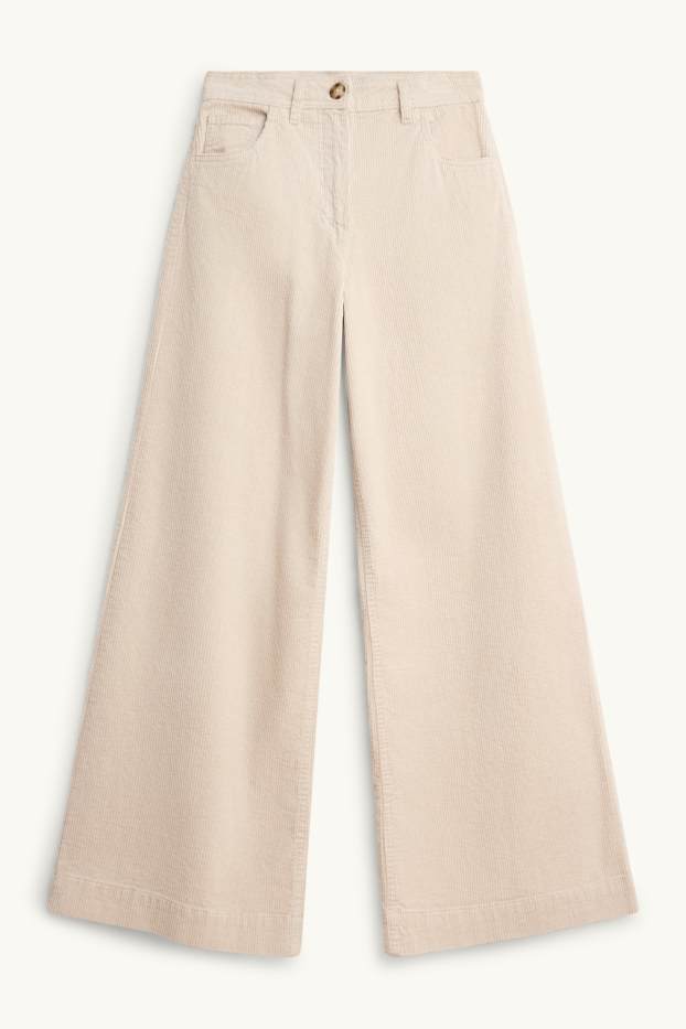 Dona - Pantalons de pana - high waist - wide leg - crema