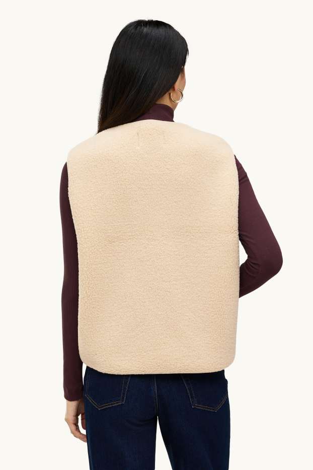 Donna - Gilet effetto peluche - crema
