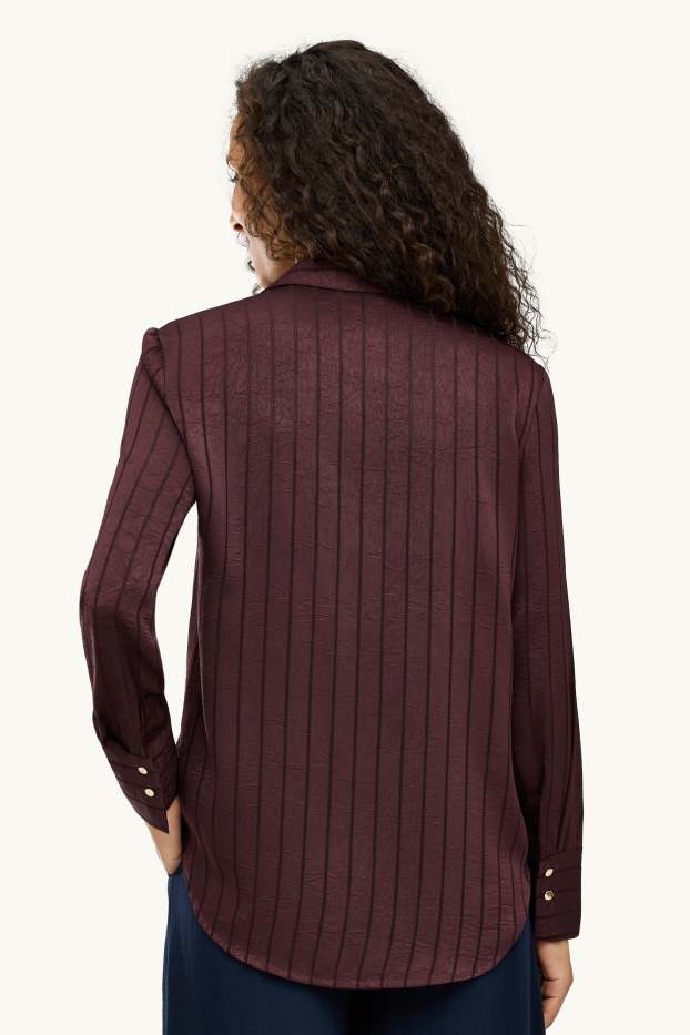 Dames - Blouse - krijtstrepen - bordeaux