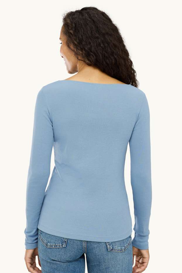 Femei - Tricou cu mânecă lungă - slim fit - albastru deschis