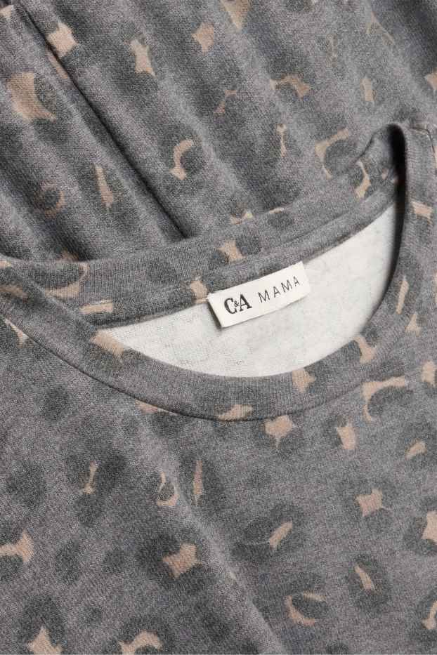 Dona - Pijama de lactància - estampat de lleopard - gris/beix