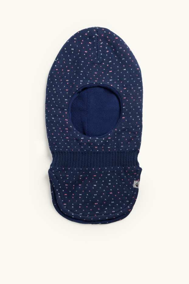Děti - dívky - Srdíčka - lyžařská kukla Balaclava - modrá/růžová