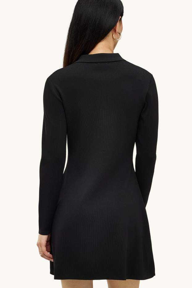 Dona - Vestit ajustat de mescla de viscosa - negre