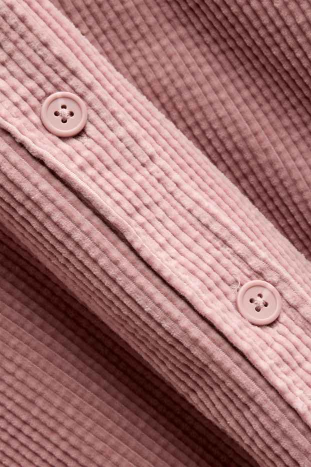 Women - Corduroy shirt blouse - textured - rose