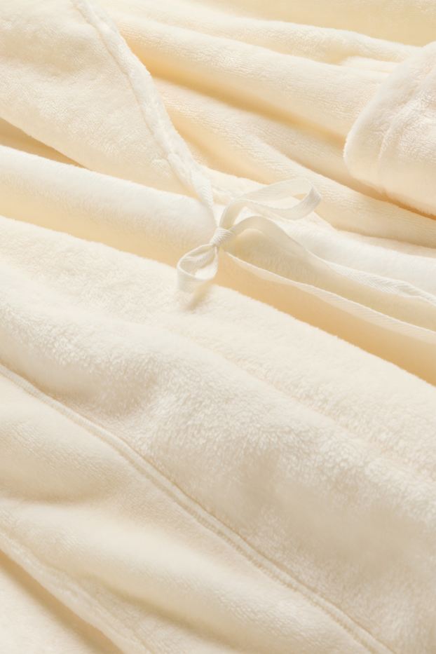 Donna - Accappatoio di pile con cappuccio - bianco crema