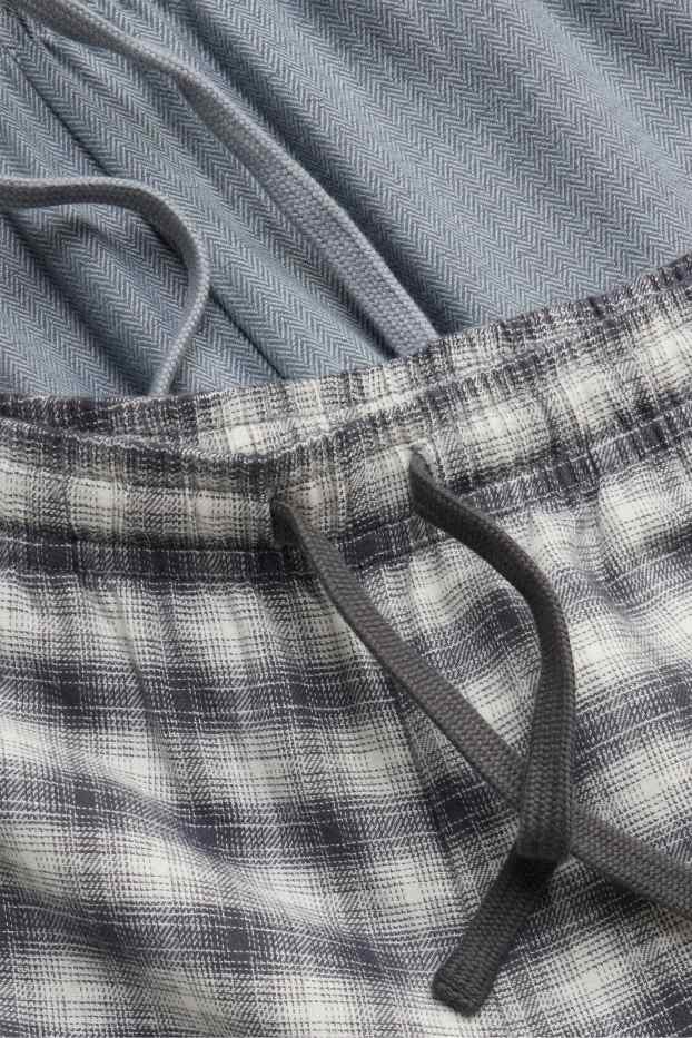 Hommes - Lot de 2 - pantalons de pyjama - bleu / gris