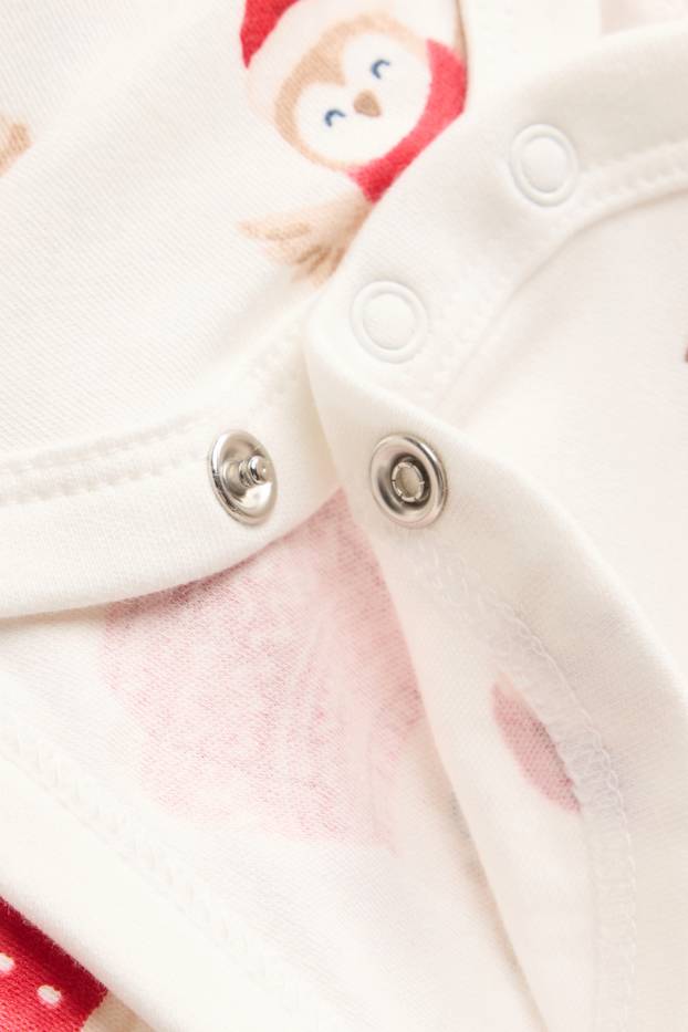 Neonati - Renna, pinguino e riccio - body natalizio per neonati - bianco / rosso