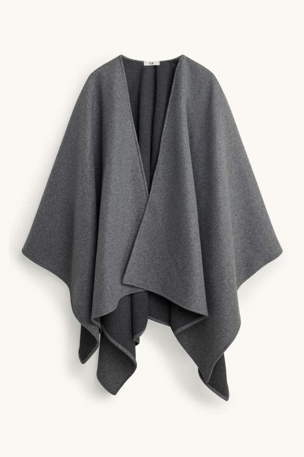Damen - Poncho - dunkelgrau