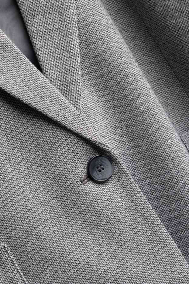 Femmes - Blazer long - regular fit - finition texturée - gris chiné