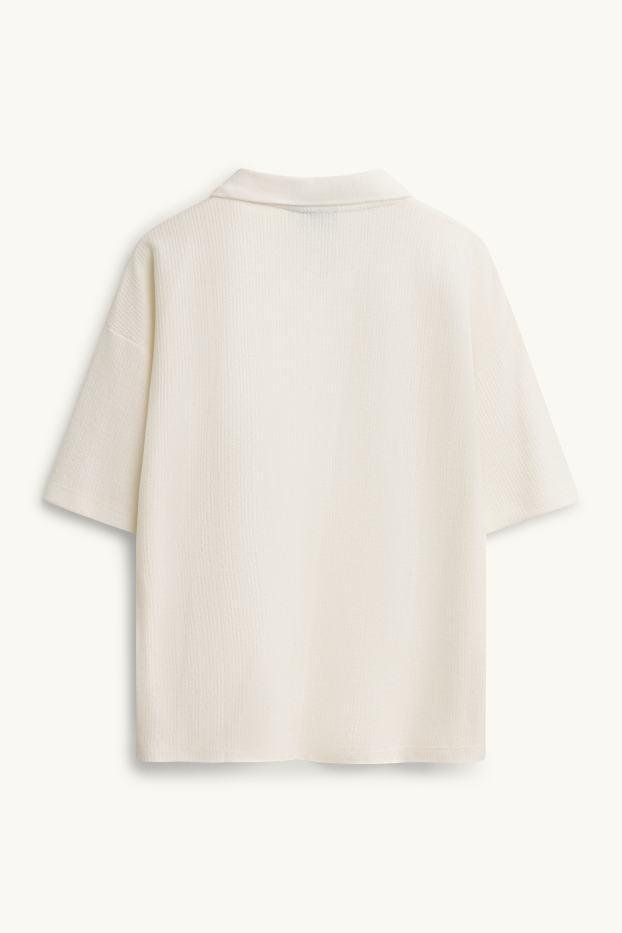 Hommes - Polo en maille - Oversize - finition texturée - blanc crème